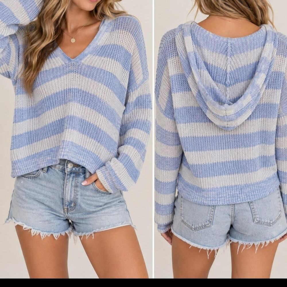 Billabong blue and white striped hoodie